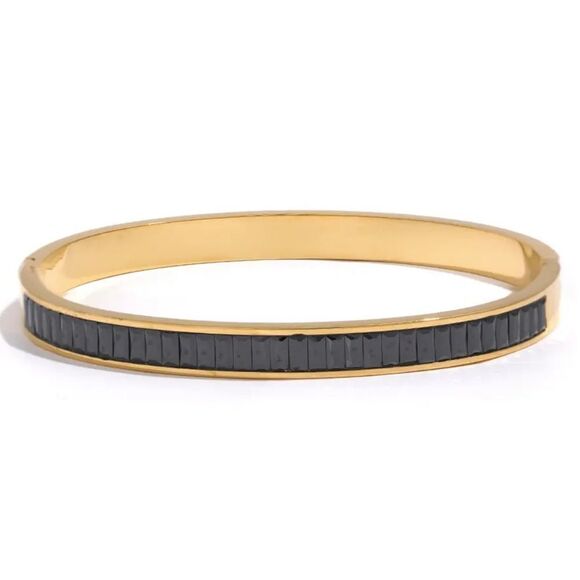 New Black Diamond Crystal Bangle Bracelet Choice of Color - Picture 1 of 11